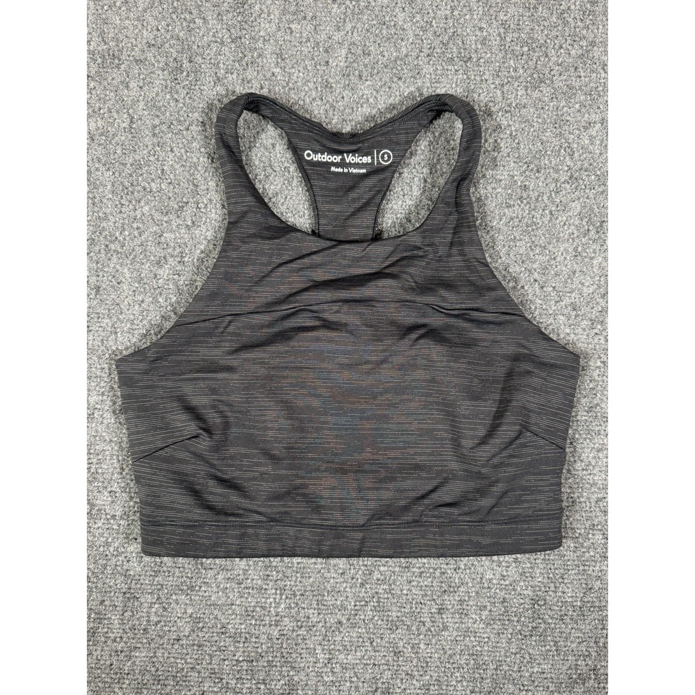 Outdoor Voices Sports Bra Womens Small Gray Move Free Crop Top Long Line EUC